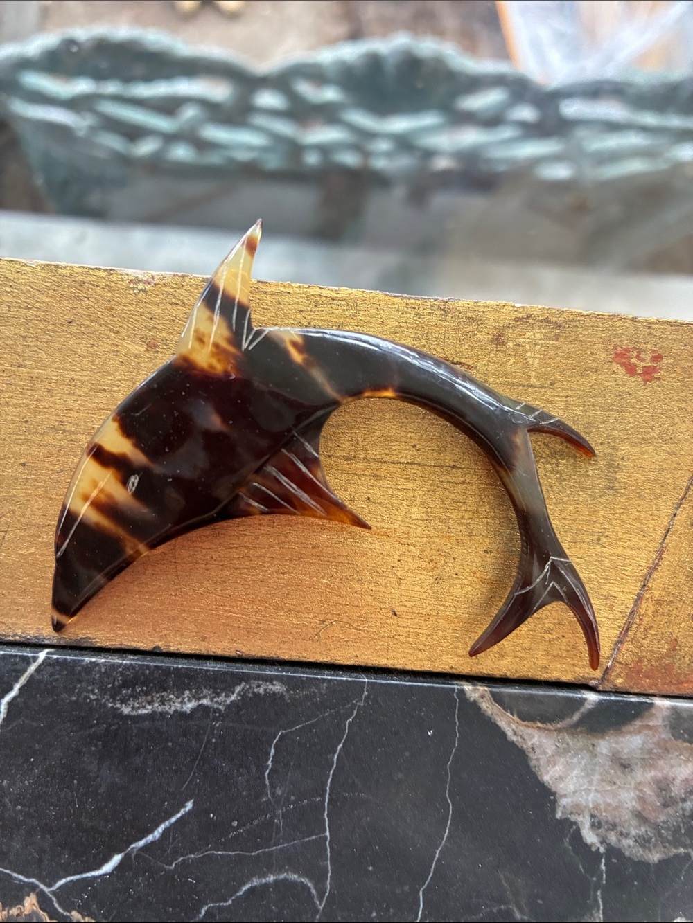 Tortoiseshell Shark brooch